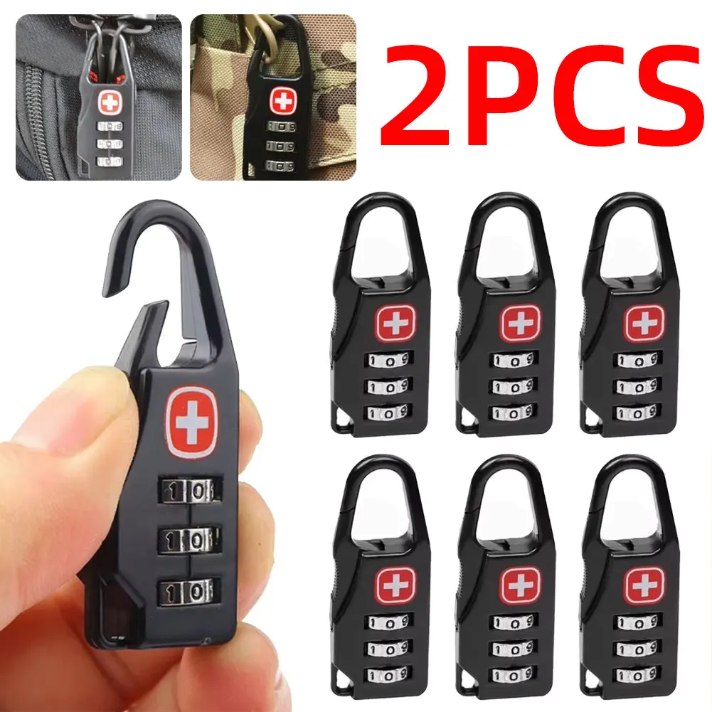 

2PCS Portable Alloy Lock Padlock Outdoor Travel Luggage Zipper Backpack Handbag Safe Anti-theft Combination Code Number Lock