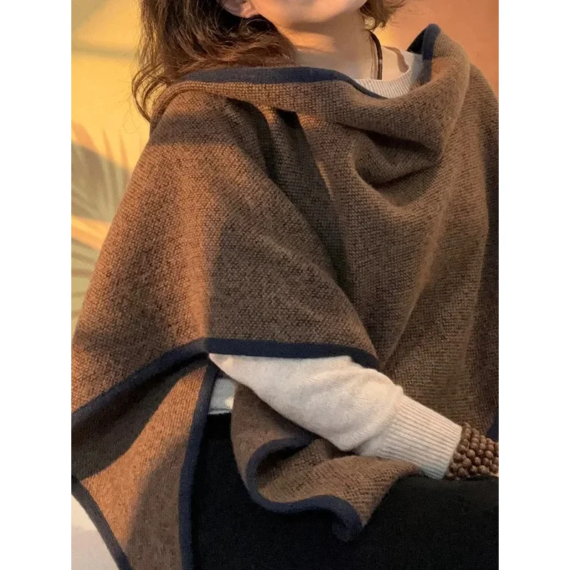 

Winter Pure Cashmere Thicken Warm Shawl Scarf Women Long Female Scarves Lady Color Tassel Shawl Wraps Outdoor Windproof