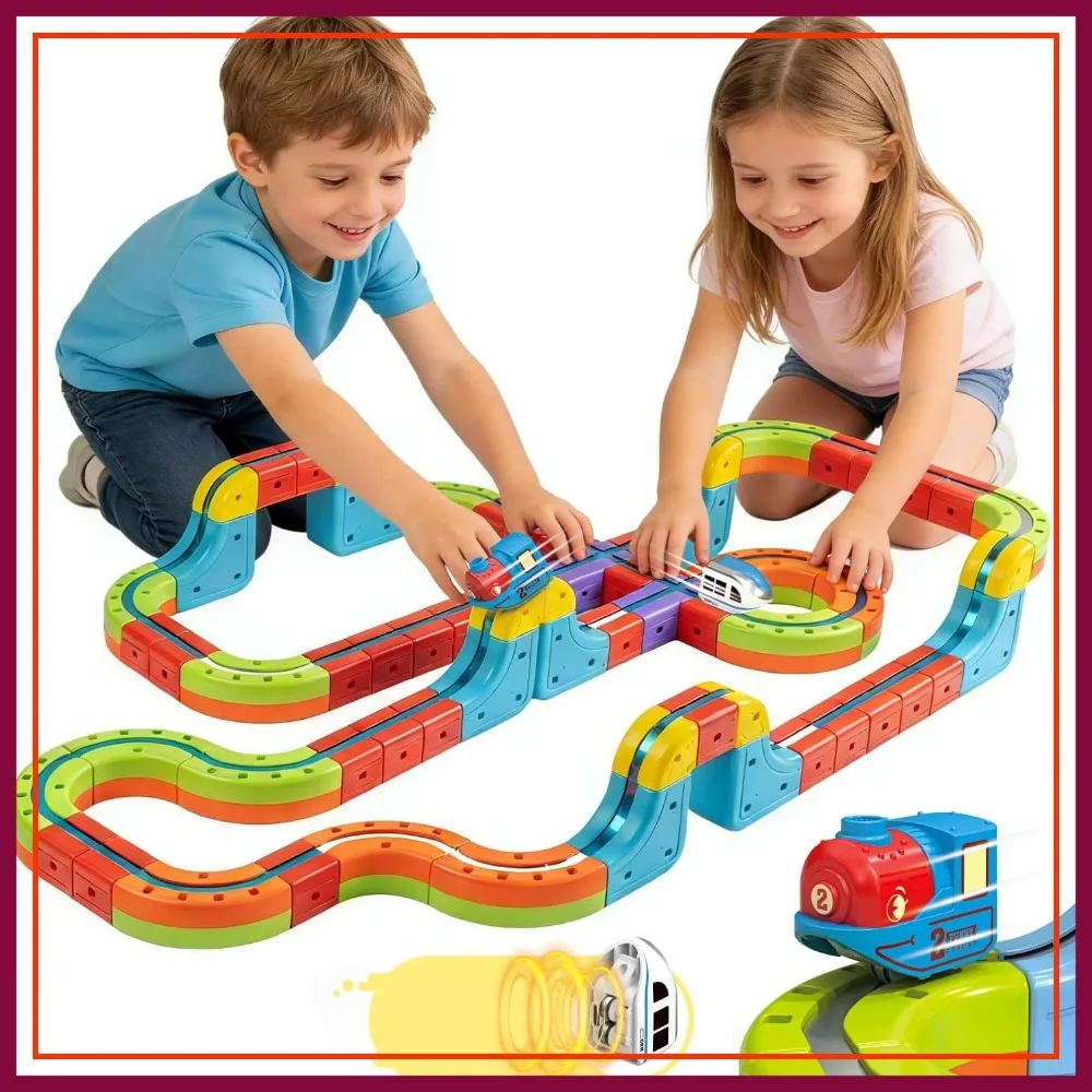 

Infinity Racer 3D Magnetic Train Track, STEM Toy with DIY Blocks, Gravity-Defying Racer for Kids 4+ (Large)