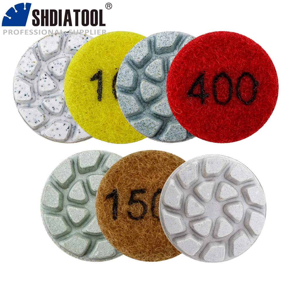 

SHDIATOOL 7Pcs Mini Diamond Polishing Pads Dia25mm Wet Resin Sanding Disc For Marble Granite 1Inch Flexible Polisher Pad Set
