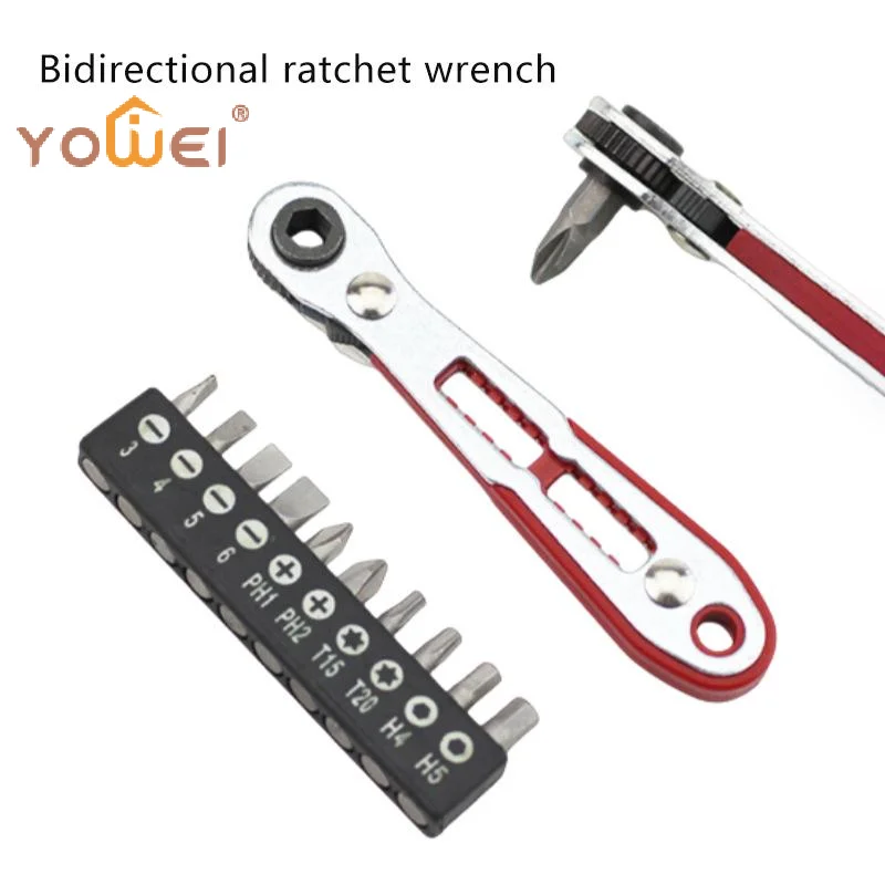 Bidirectional Ratchet Wrench Double Ended Ouick Socket Screwdriver Home DIY Repair Bicycle Maintenance Daily Fixing Job Tools