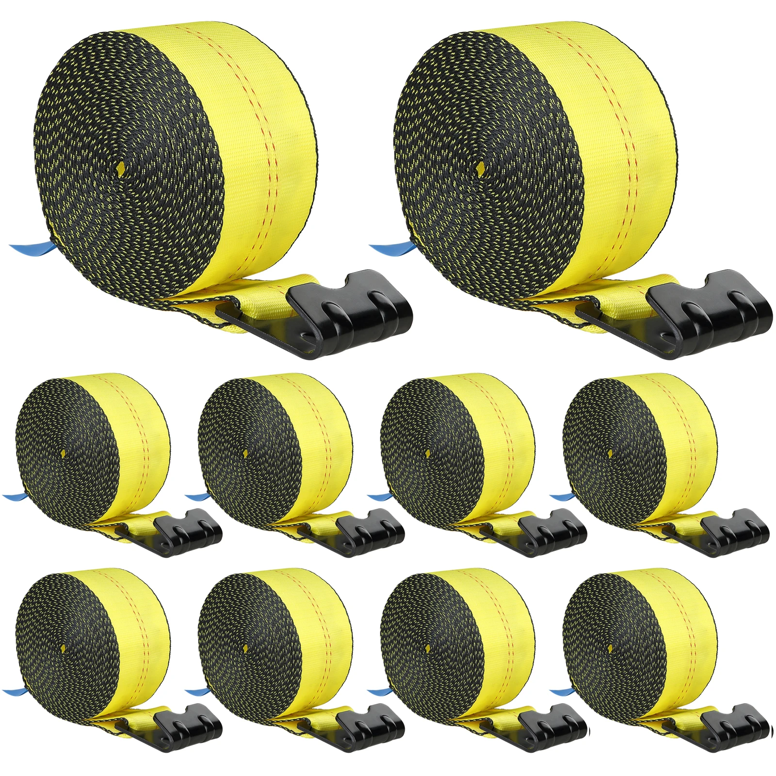 

SucceBuy 10 Pack Winch StrapsTruck Straps with Flat Hook Flatbed Tie Downs Cargo Control for Trailers Farms Rescues Tree Saver