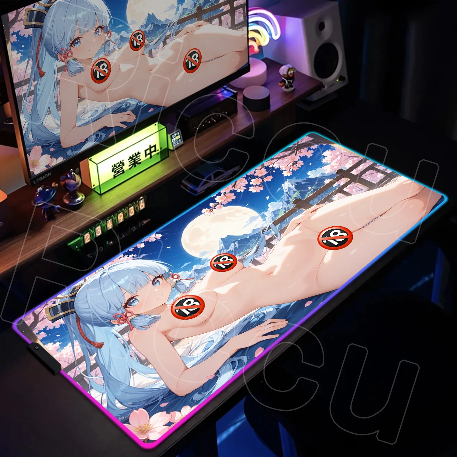 RGB 1000x500 مللي متر هنتاي Xxl مثير أنيمي فتاة R18 ماوس الوسادة منصات الماوس الملحقات الرياضية الإلكترونية الحمار الكبير الكمبيوتر LED تمديد حصيرة مكتبية