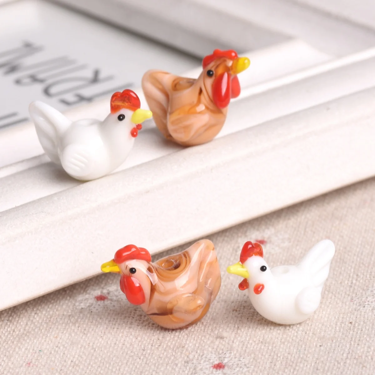 1pcs Cock Rooster Hen Shape Handmade Lampwork Glass Loose Beads For Jewelry Making DIY Crafts Findings