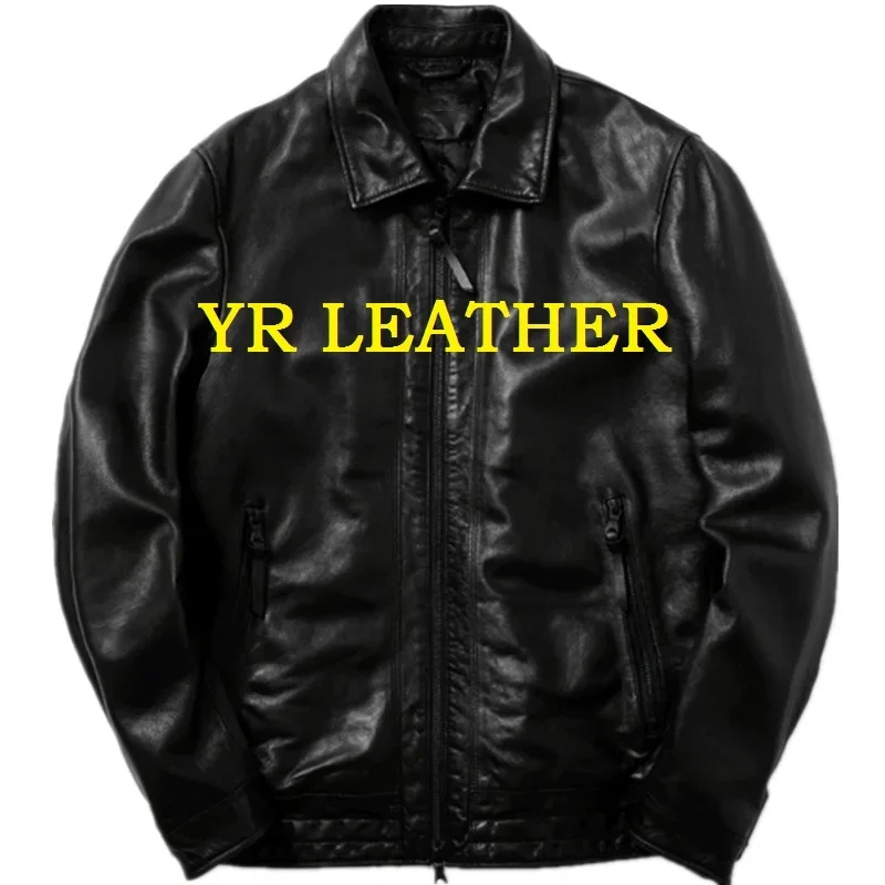 

YR!Free shipping.Pakistan sheepskin.Brand man Luxury japan casual style leather jacket,vintage genuine coat,