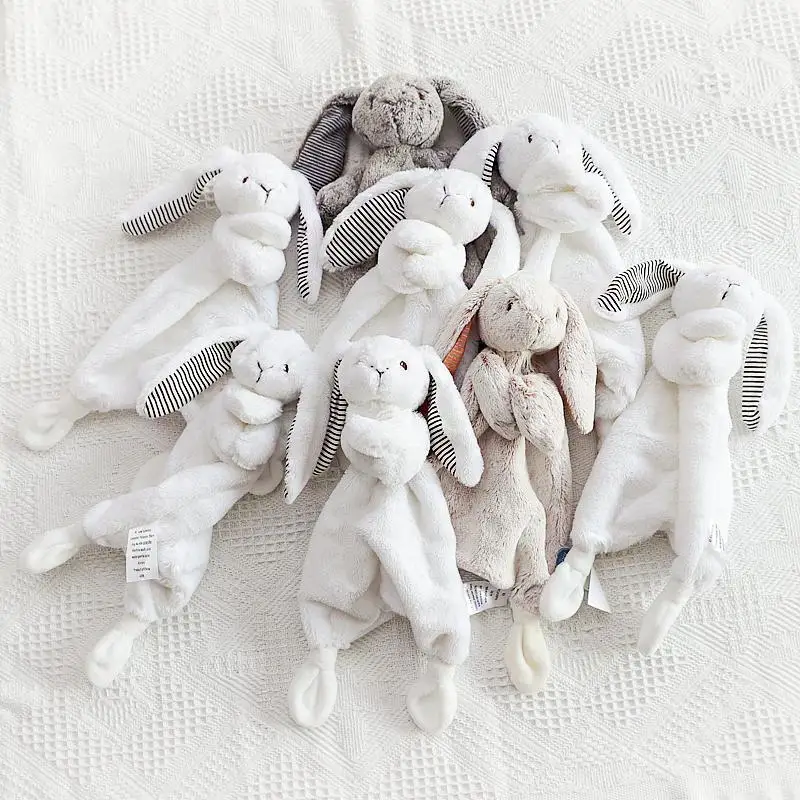 Cute Bunny Security Blanket for Baby Lovely Stuffed Animal Toys Soft Rabbit Blankie for Newborn