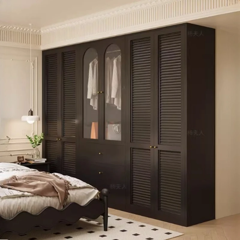 Cabinet/ Closet Double Wardrobe Storage Cabinet American Retro Wardrobe Open Closets Organizer Comforter Bedroom Furniture