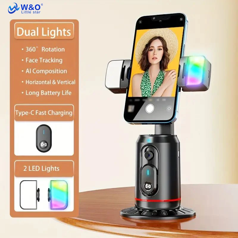 W&O P02 Auto Tracking Mobile Phone Gimbal Stabilizer Handheld Selfie Stick Smartphone Shooting Tripod Cell Phone Gesture Control