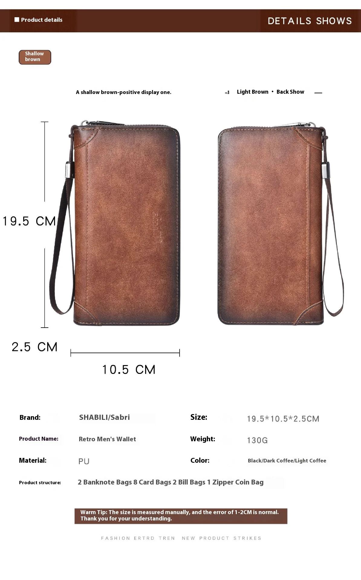 Długi Portfel na Zamek Błyskawiczny Skórzany PU RFID Portfel Unisex Kopertówka Wielofunkcyjny Portfel na Karty Kredytowe Męski