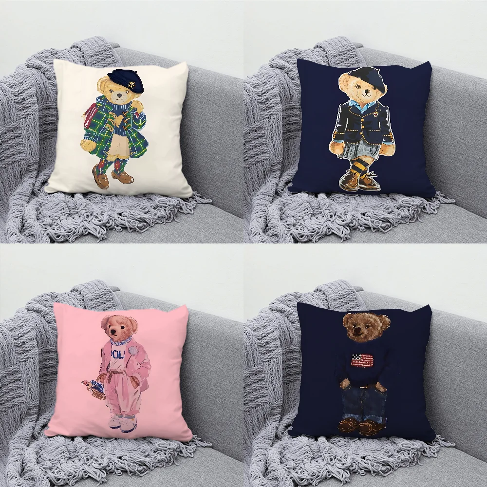 Fashion P-Polo Bear B-BaronS Pillow Case Soft Cushion Cases for Farmhouse Sofa Decor Home Decorations and Protector Pillow Case