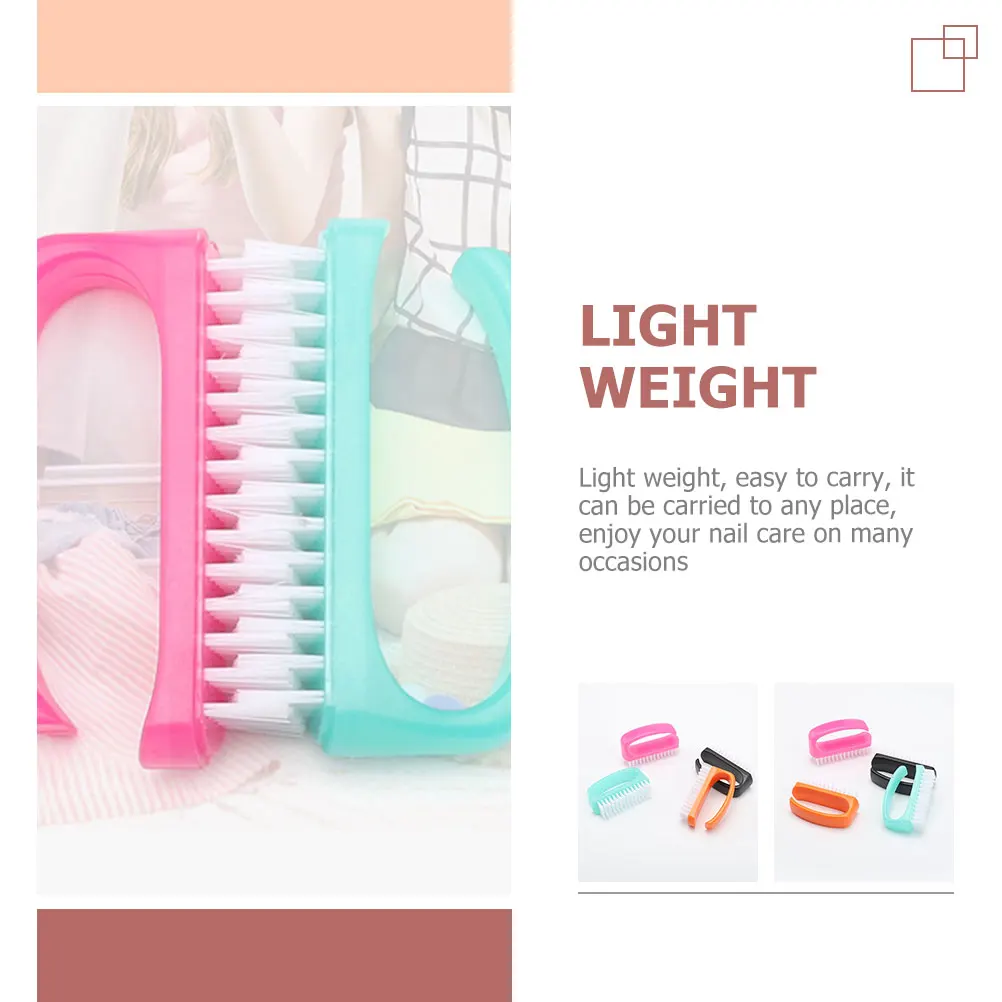 

4 Pcs Nail Brushes for Cleaning Home Use Fingernail Scrub Duster Salon Accessory Lightweight Handle Manicure Tool