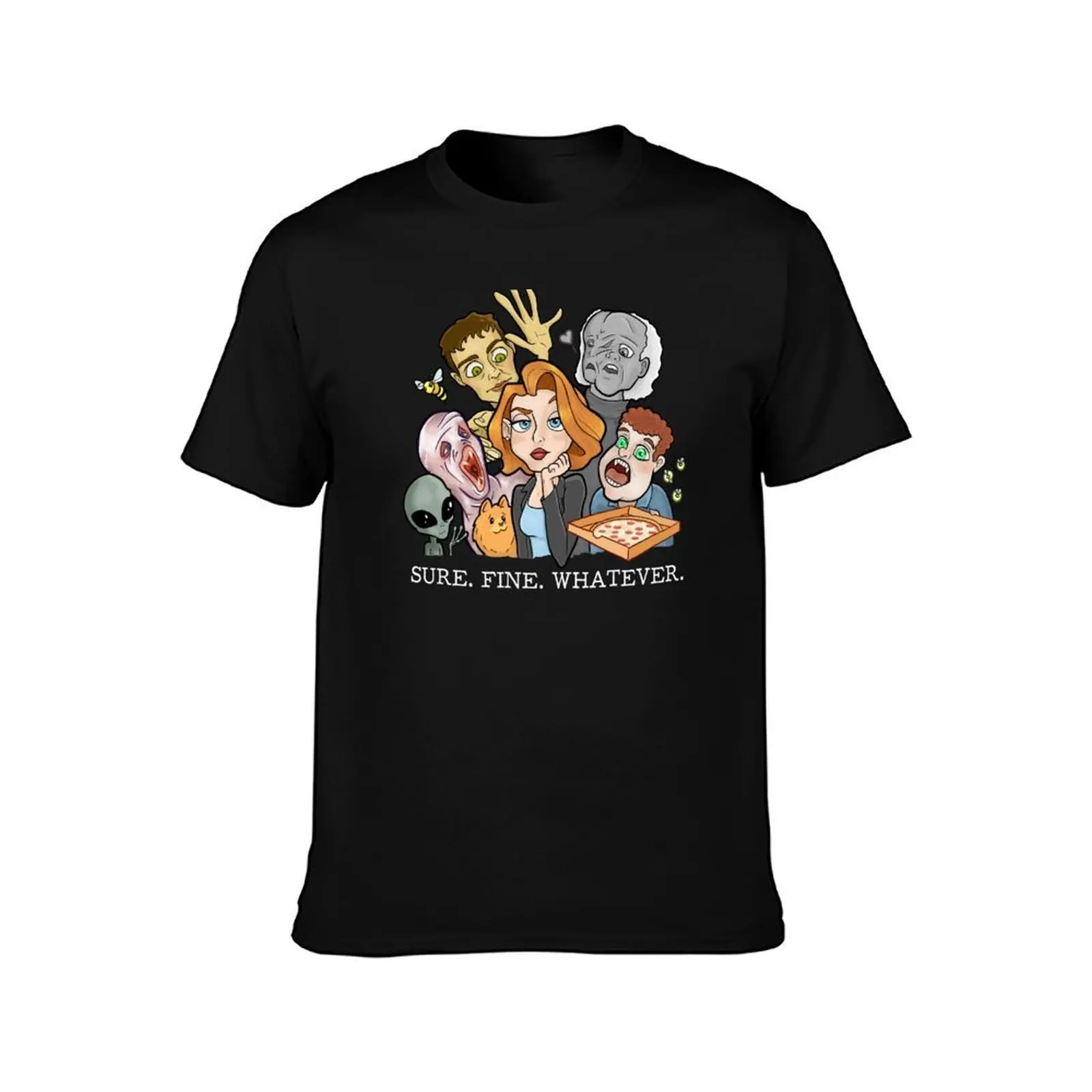Sure. Fine. Whatever. Scully Black Shirts T-Shirt, Summer Casual Cotton Tee, Oversized Streetwear Tops, Vintage Graphic Print