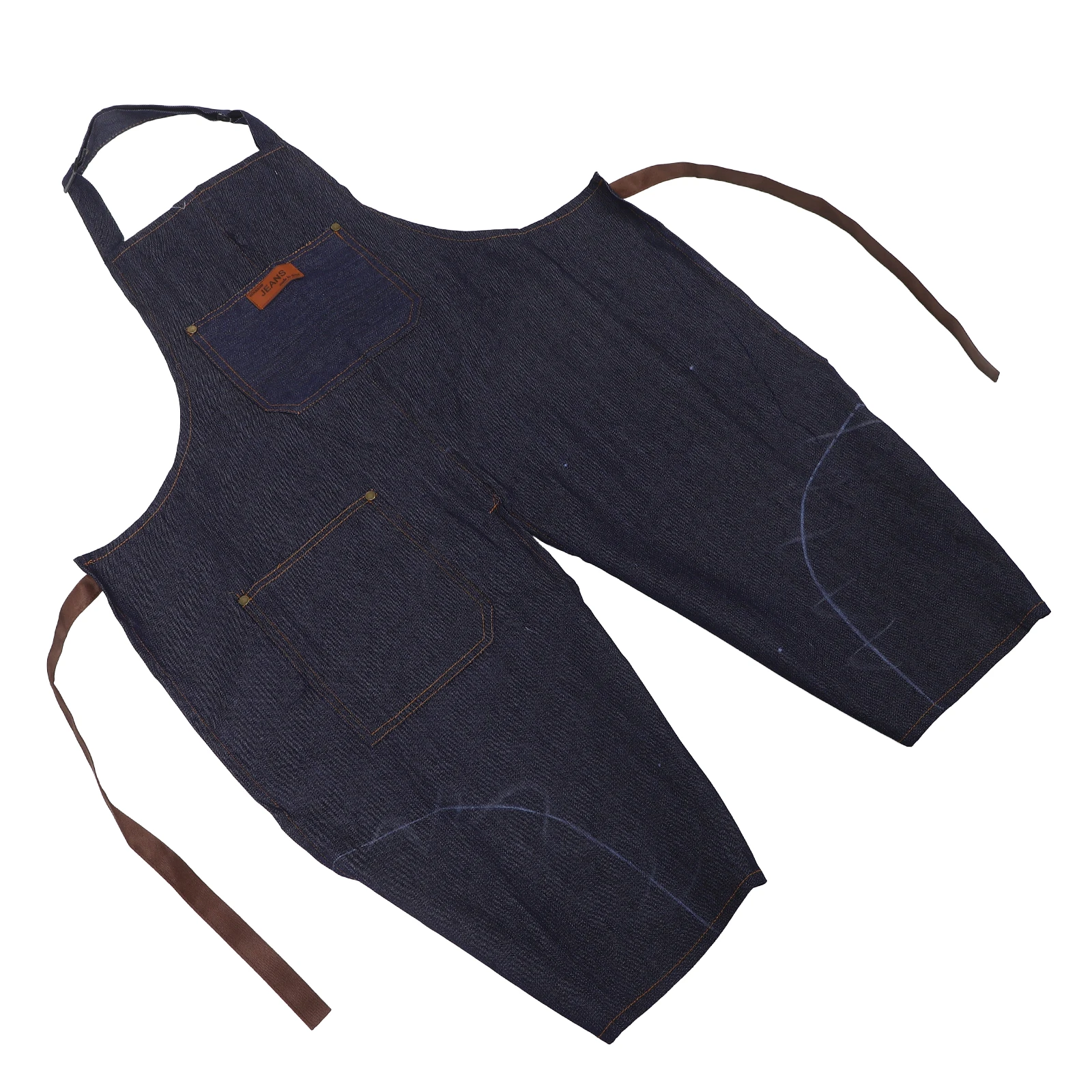 

Denim Apron for Pottery Craft with Pockets Split Leg Design Sleeveless Adult Ceramic Work Art Protection