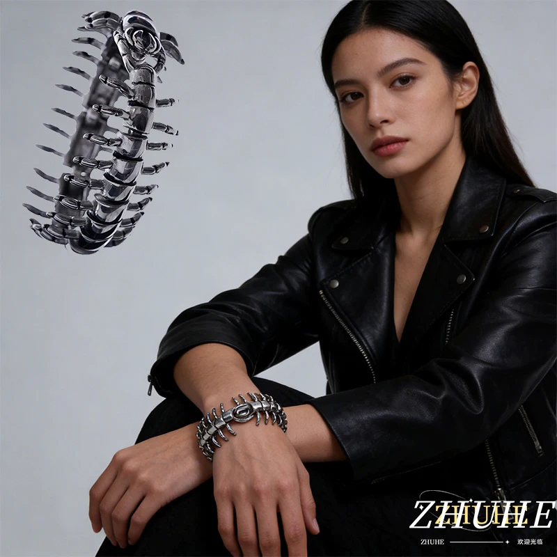 

Chic Copper Jewelry Accessories Unisex (Men & Women) - Intricate Centipede-Shaped Bracelet, Premium Metal Jewelry with Detailed