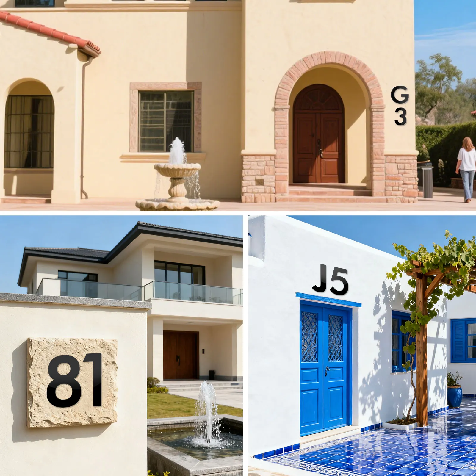 1pcs 3/4/5/6/7inch metal letter number house plates office address black number hanging decoration plate Plaques Signs