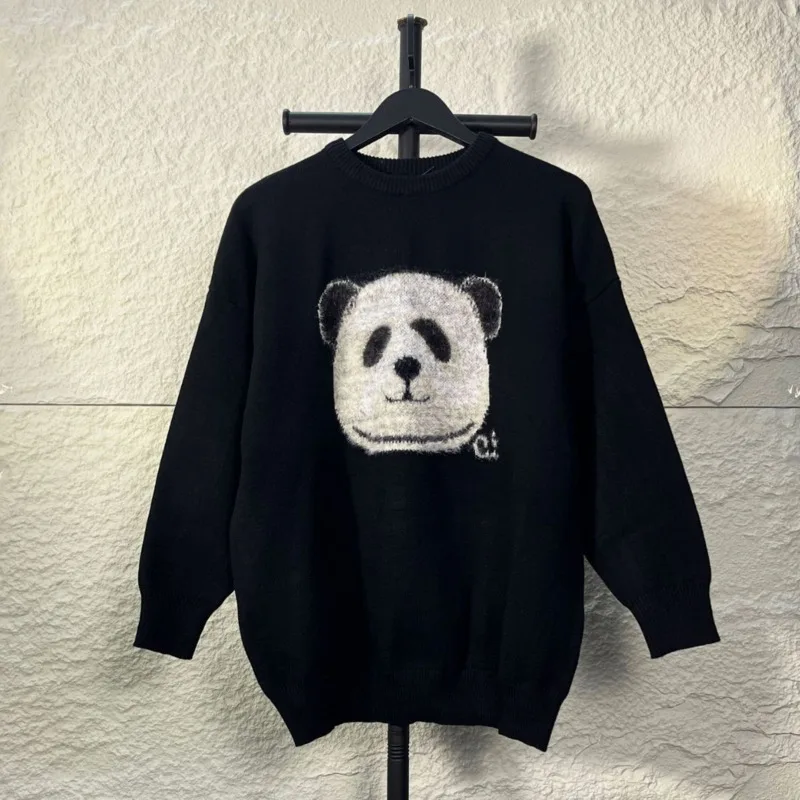 

CharlieL Jackson Wang Same Style Panda Embroidered Sweater High Quality Street Trend Brand Pullover Unisex Couple Sweater Tops