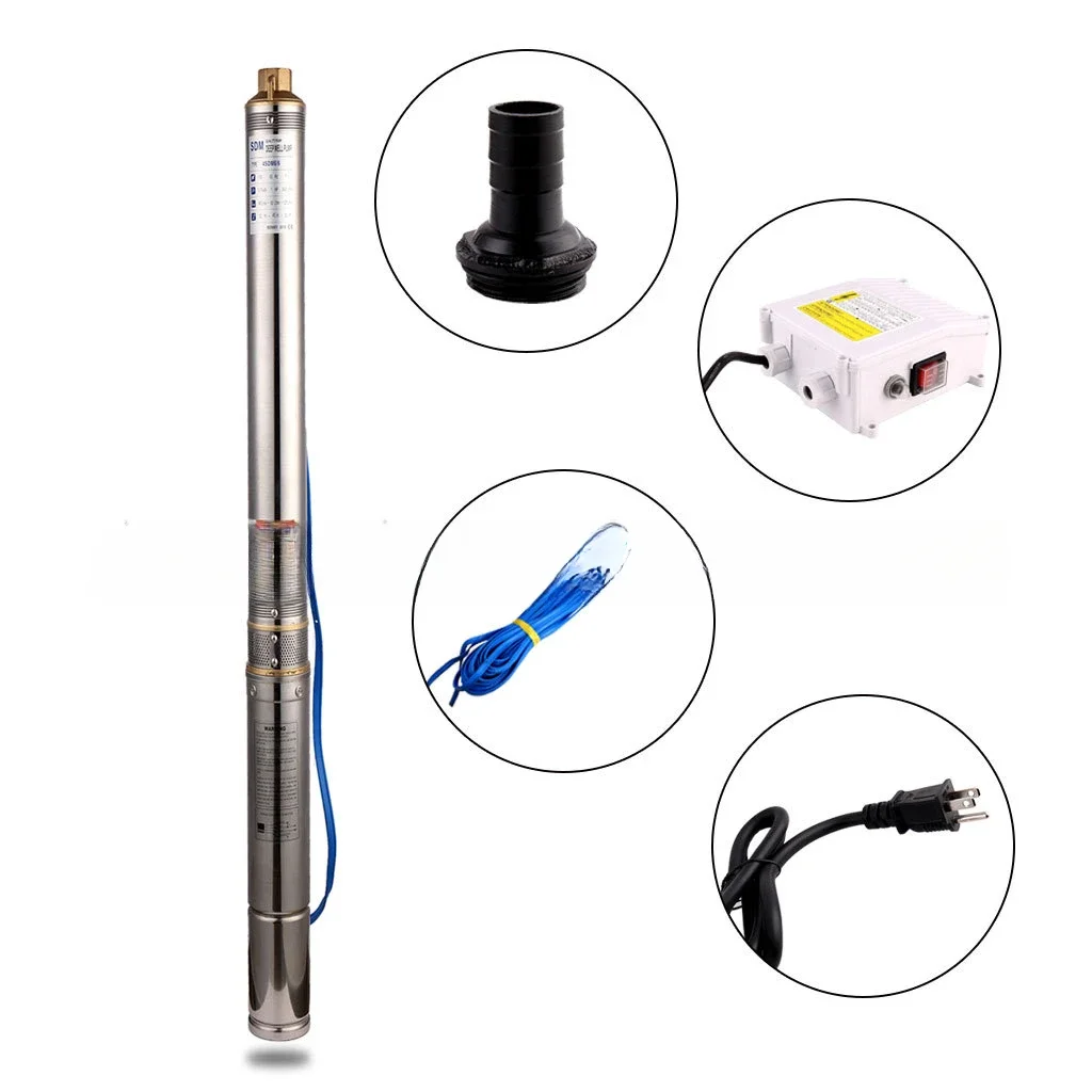 Stainless Steel Deep Well Submersible Pump 3inch Deep Pump Us Standard 110V/60Hz Pump 0. 33hp