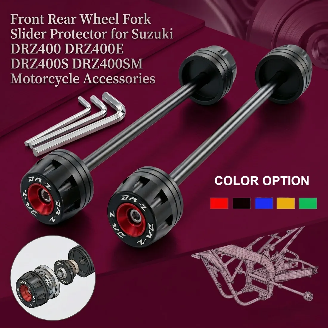 Front Rear Wheel Fork Slider Protector for Suzuki DRZ400 DRZ400E DRZ400S DRZ400SM Motorcycle Accessories