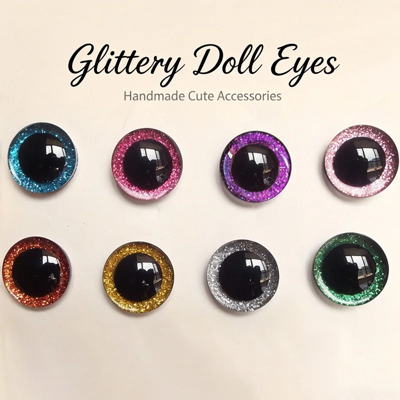 9/10/12/14/16/18/20/25mm 3D Plastic Glitter Safety Eyes for Crochet Toys Security Eyes Amigurumis Diy Mascots Doll Hand Craft