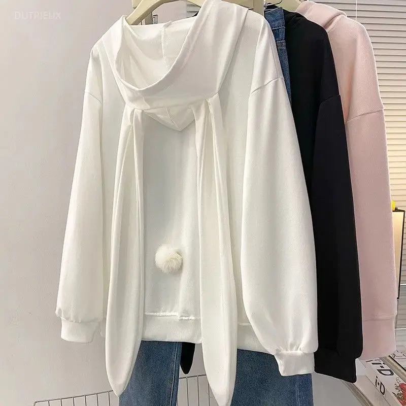 Rabbit Ears Hooded Roupas Feminina Autumn Loose Ropa Mujer Teenage Girls Casaco Feminino Lazy Style Roupa Women's Jackets