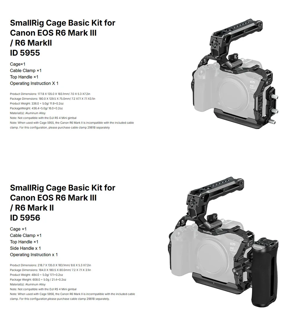 SmallRig R6 Mark III / R6Mark II Basic Cage Kit für Canon EOS R6 Mark III / R6Mark II mit Kabelklemme und Top-Griff 5956 – Detail 10