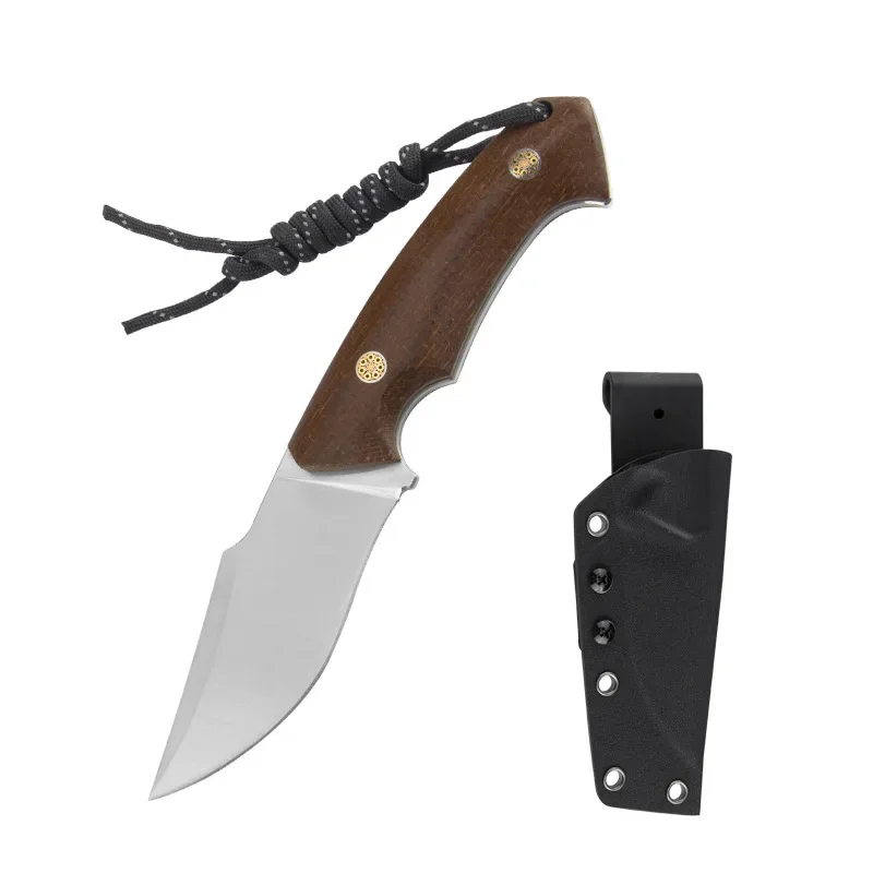 

Linen Handle Fixed Blade Knife D2 Steel Outdoor Camping Portable Carrying Survival Straight Knives Hand Tools with Scabbard