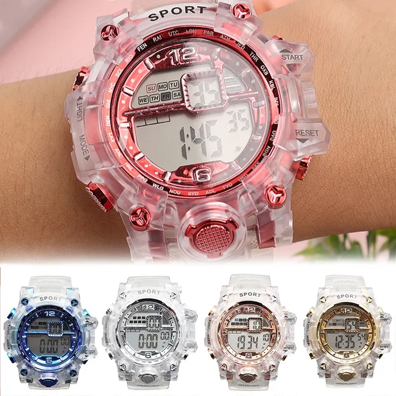 New Transparent Strap Watch Man Women Kids Waterproof Fashion Multifunctional Sports Digital Electronic Watches Reloj De Mujer