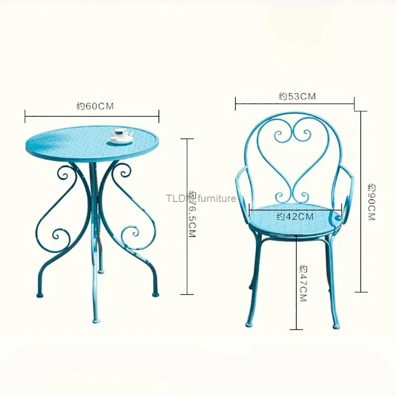 European Retro Iron Garden Furniture Sets Outdoor Courtyard Garden Balcony Table and Chair Set cafe Dining Table and Chairs Z