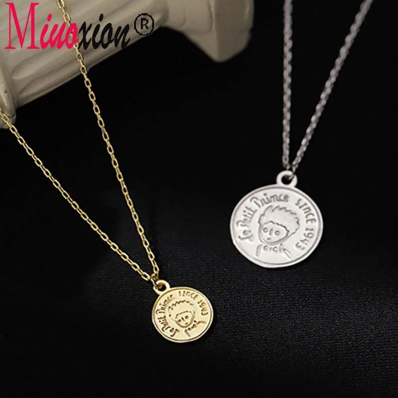 Miuoxion Wholesale Retro 925 Stamp Little Prince Round Card Necklace Personality Jewelry Fashion For Women Feature Charm Gift