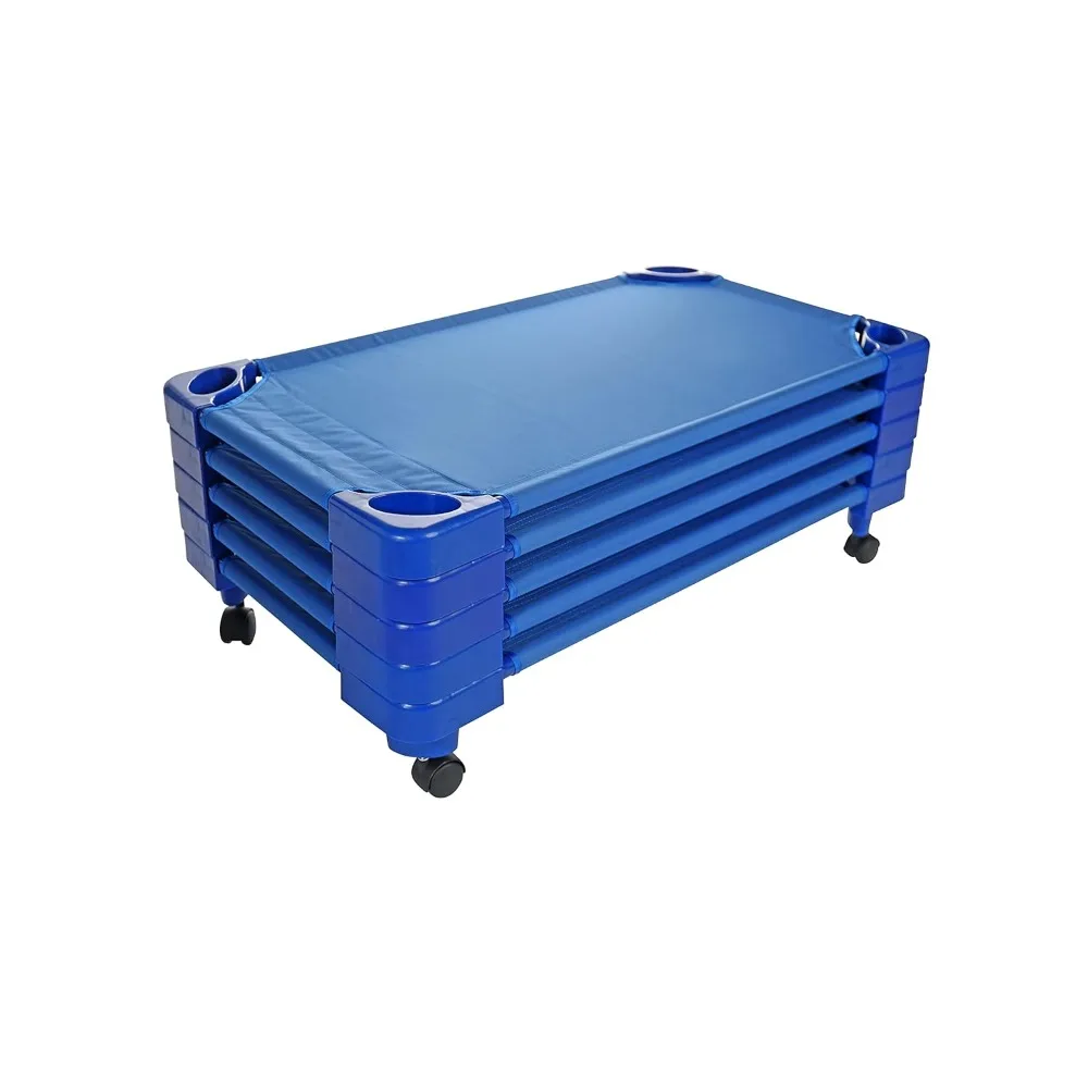 

Stackable Standard Naptime Cot for Kids Daycare Blue Color Set of 5 Units