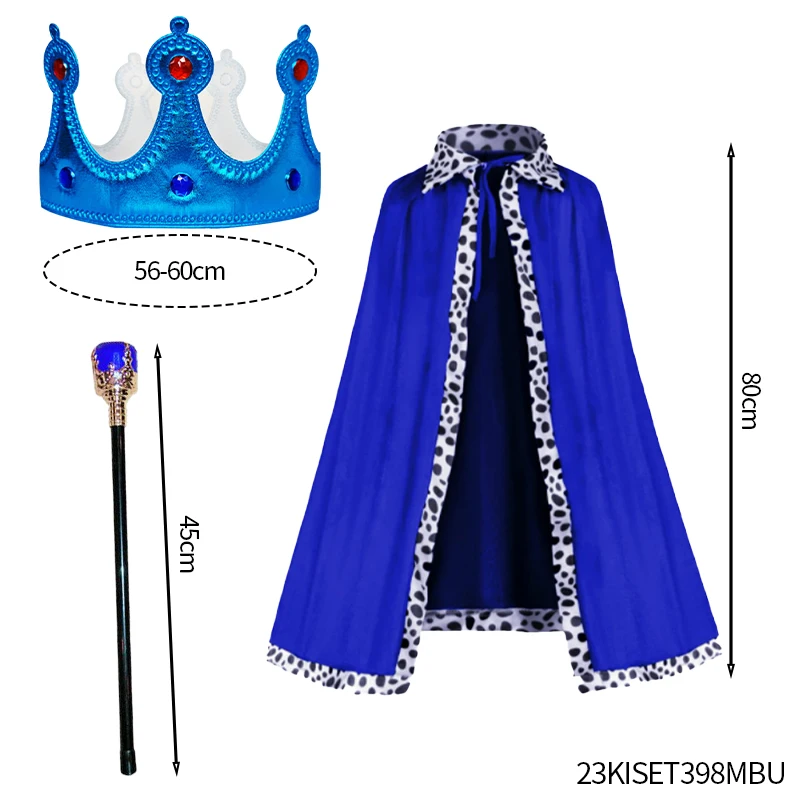 PESENAR Conjunto de fantasia de Rei, roupões infantis, conjunto de cetro de coroa, capa do Príncipe Real para meninos, vestido para cosplay