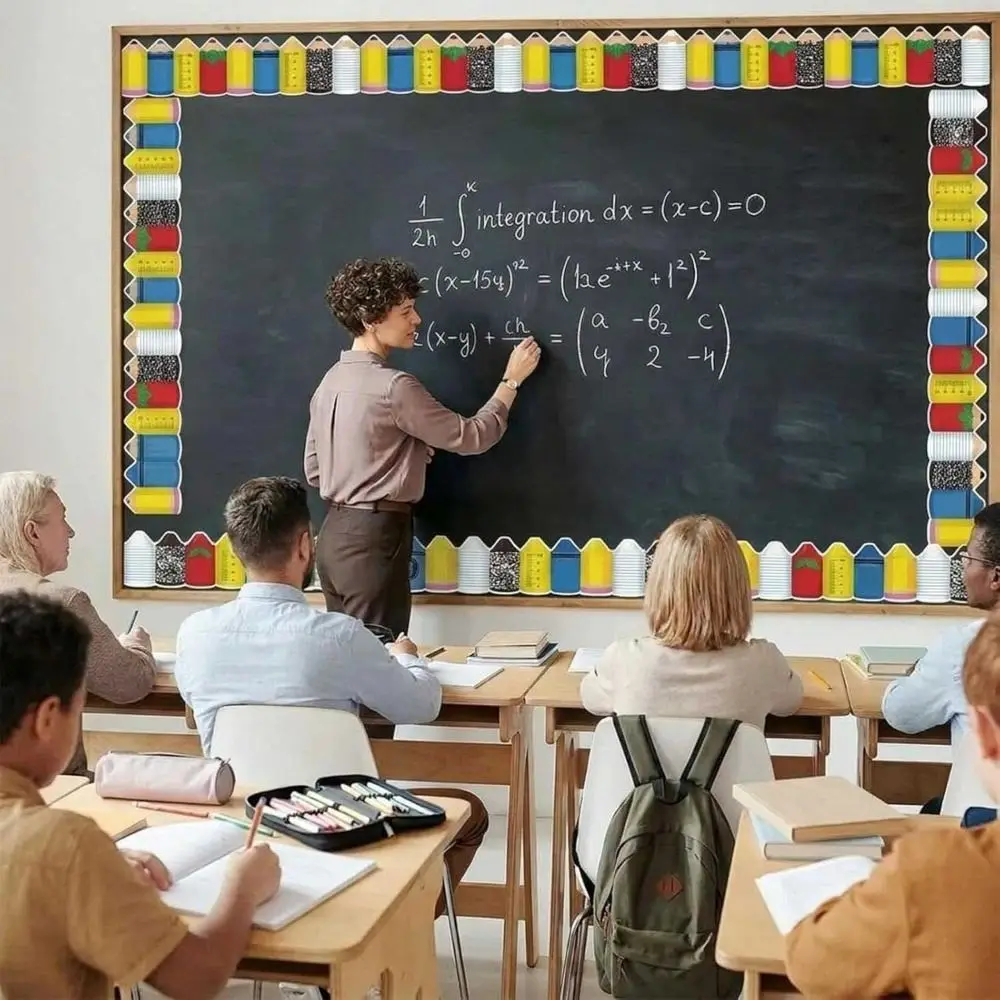 Self Adhesive Chalkboard Bulletin Board Border Cartoon Crayon Paper Border Paper DIY 7.5cm Border Classroom Decors