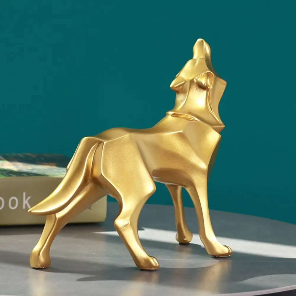 Car Dashboard Figurine Kawaii Nordic Wolf Desktop Figurine Mini Cartoon Geometry Animal Sculpture Creative Cute Animal Bedroom