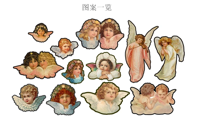 12PCS retro little angel Stickers Crafts And Scrapbooking stickers book Student label Decorative sticker DIY Stationery