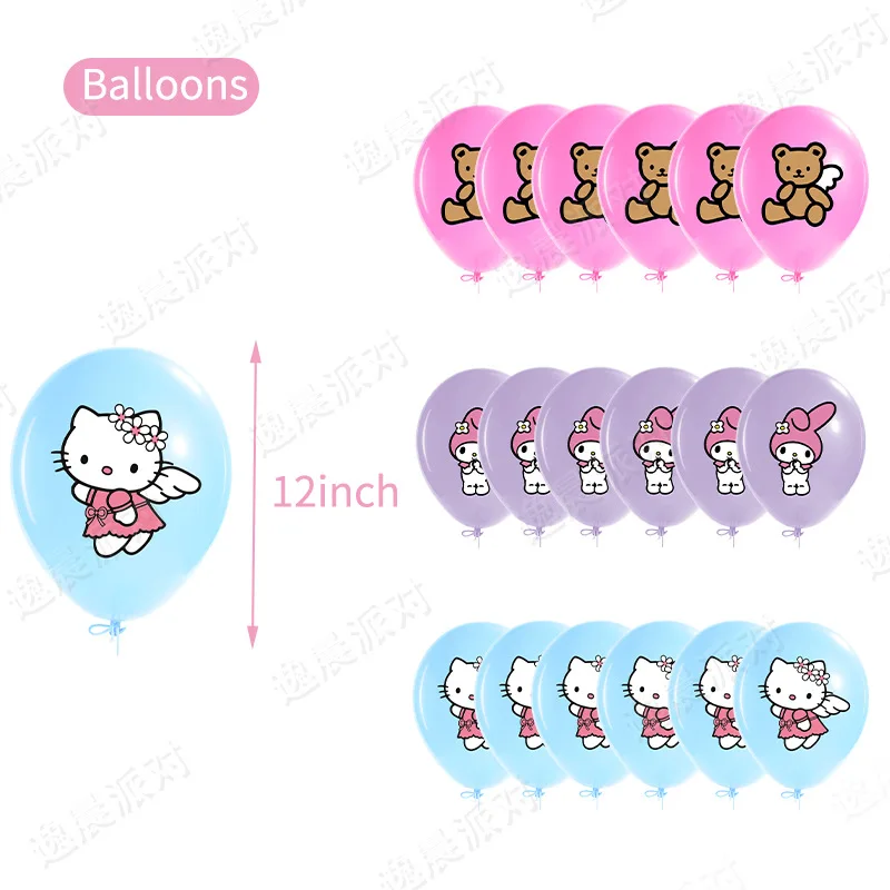 Hello kitty Cat Cartoon Balloon Sets Party Decoration Birthday Banner Cake Insert Girl Toy Gift Baby Shower Event Party Supplies