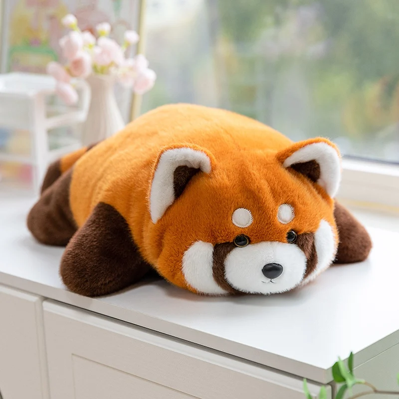 

45CM Soft Lying Cartoon Animal Plush Pillow Toys Soft Red Panda Fox Crocodile Koala Dog Cat Stuffed Fluffy Cushion Appease Gifts