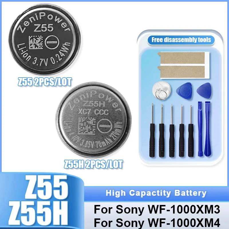 

2 шт./лот Z55 Совершенно новый аккумулятор для наушников Sony WF-1000XM3, Z55H для WF-1000XM4 WF-SP900/SP700N/121000X WI-SP600N TWS