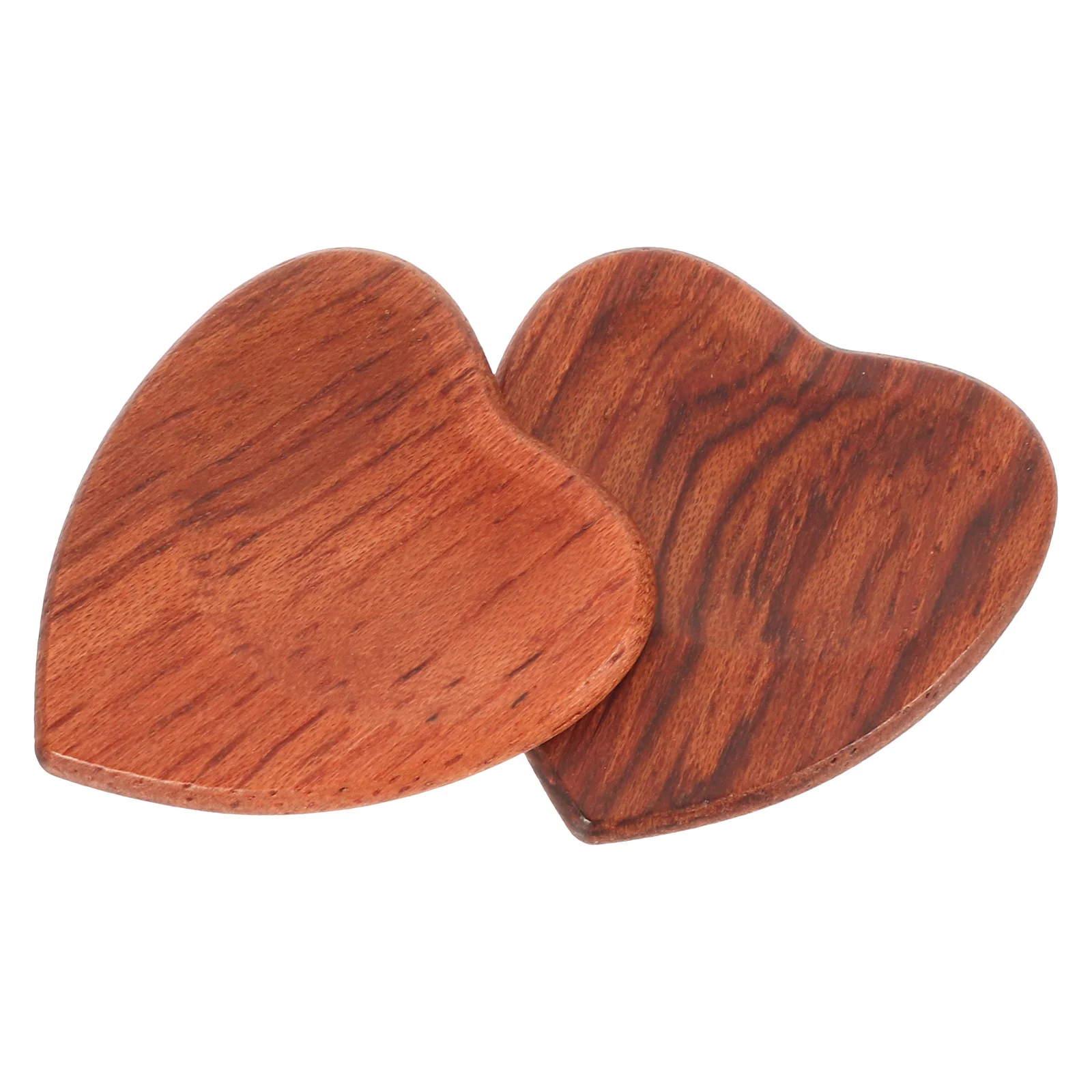 2 Pcs Heart Shaped Guitar Picks Bass Portable for Wooden Stringed Instrument Electric Plectrum Natural