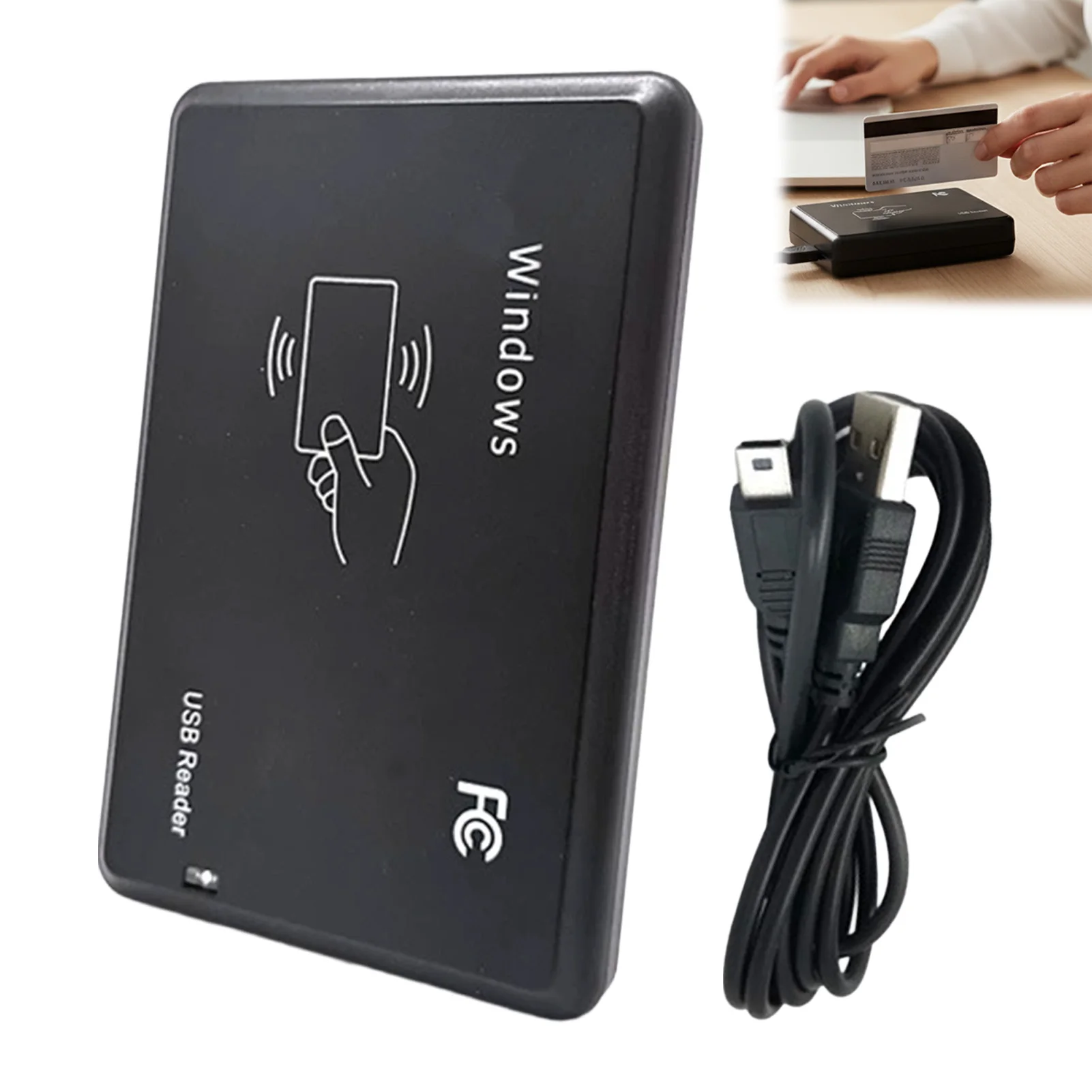 USB ID Card Reader Plug and Play Compatible with Most Systems No Driver Required RFID Reader NFC Smart Cards