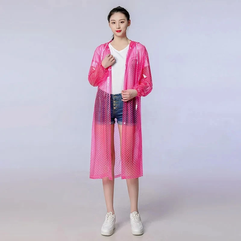 Long Trench Design Pink Hooded Raincoat Girl Biker Jacket Coat