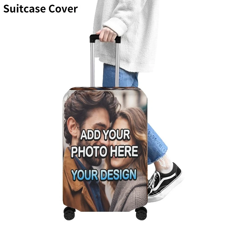 Custom Luggage Covers—Made with Your Photos or Text, Double-Sided Printing, Stretchy Polyester Material, Washable Luggage Covers