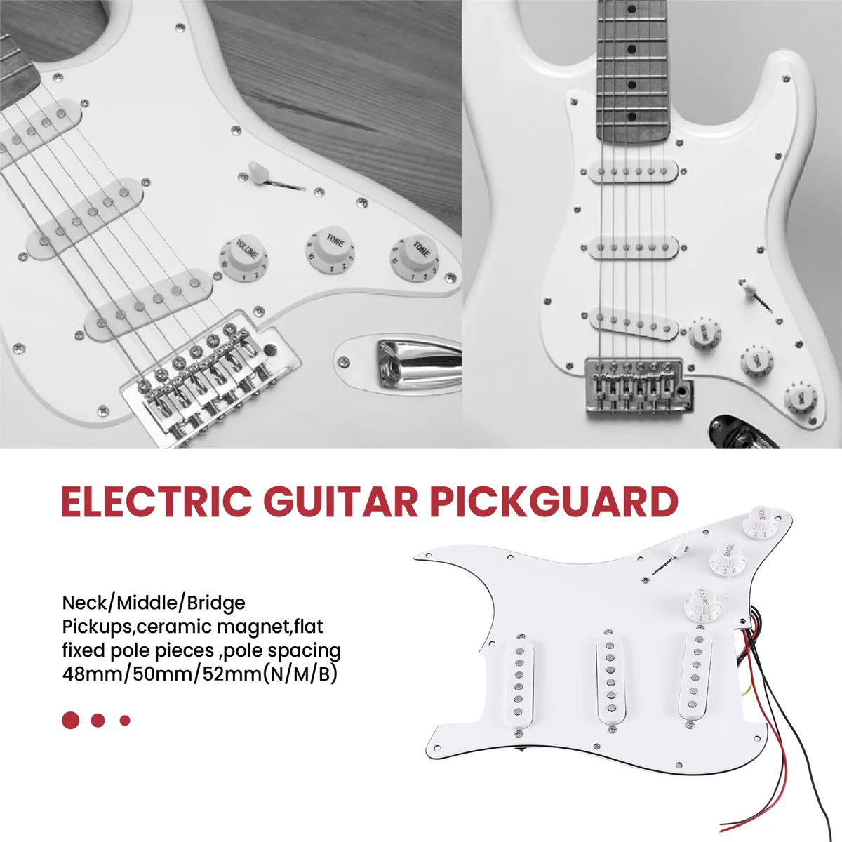 Single Coil Pickup SSS guitarra elétrica, carregado Pickguard Prewired, Scratch Plate, Strat, 11 furos, 3Ply para guitarra SQ