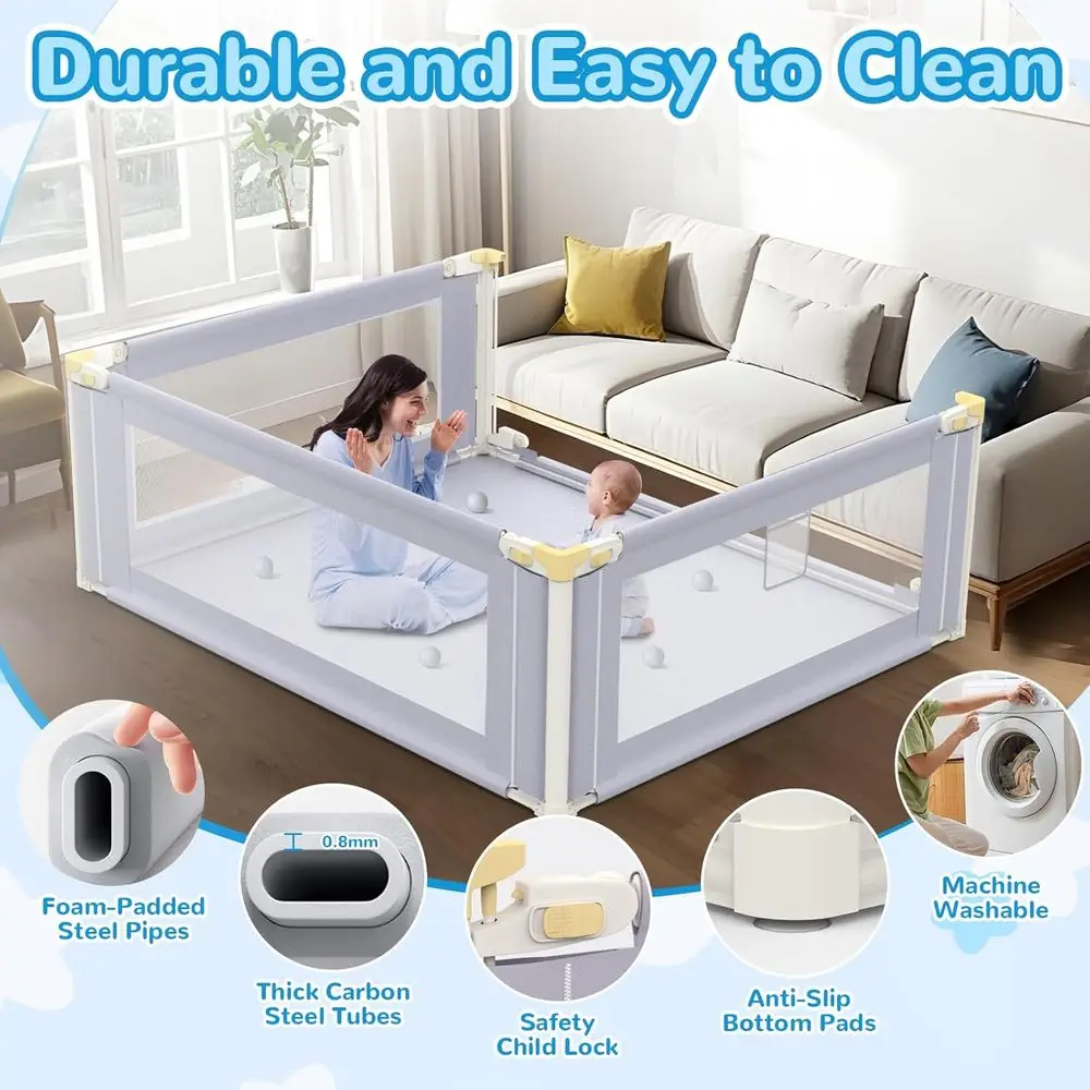 روضة أطفال شبكية قابلة للتنفس للأطفال من عمر 6 إلى 12 شهرًا، ارتفاع قابل للتعديل، قفل أطفال، للاستخدام الداخلي/الخارجي #6