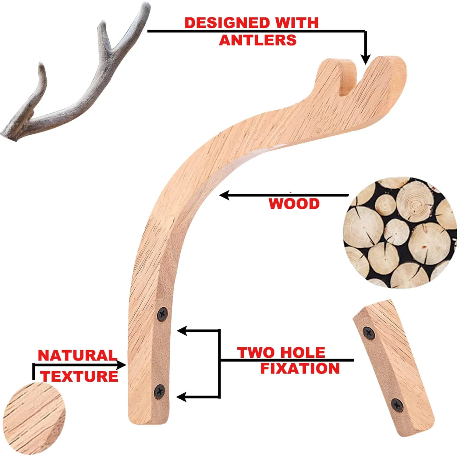 

2 Pack Plant Hooks For Hanging Baskets,Wooden Plant Wall Hanger Indoor & Outdoor,Wall Hooks For Hanging Plants