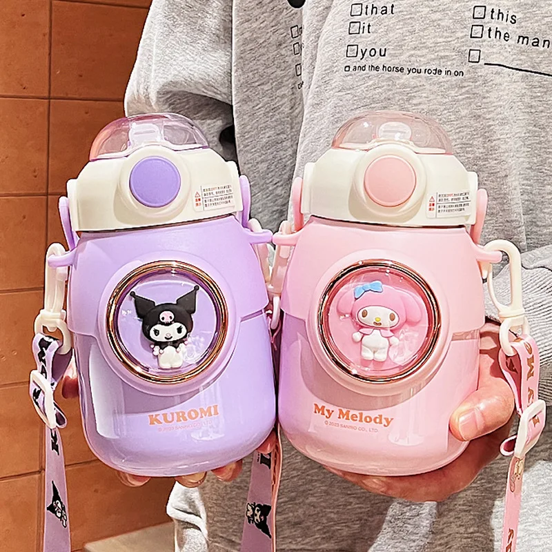 

Kuromi Girl Sanrio Children Thermal cup high-value space capsule straw water cup student portable big belly cup Hot Sell Kawaii