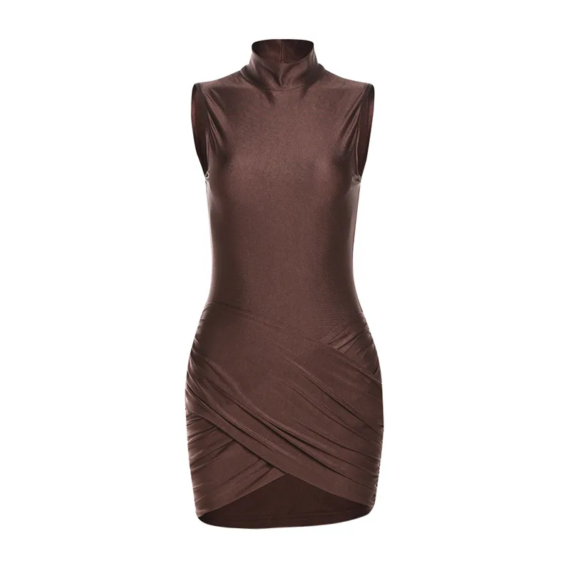 Mini vestido sem mangas com gola O para mulheres, roupa de cristal, vestidos bodycon elegantes, roupas sexy, Y2K, 2022