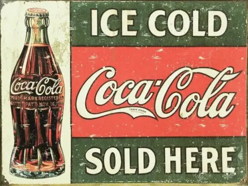 1 Uds., Coca cola hielo frío publicidad Vintage Retro placa de pared de Metal letrero artístico