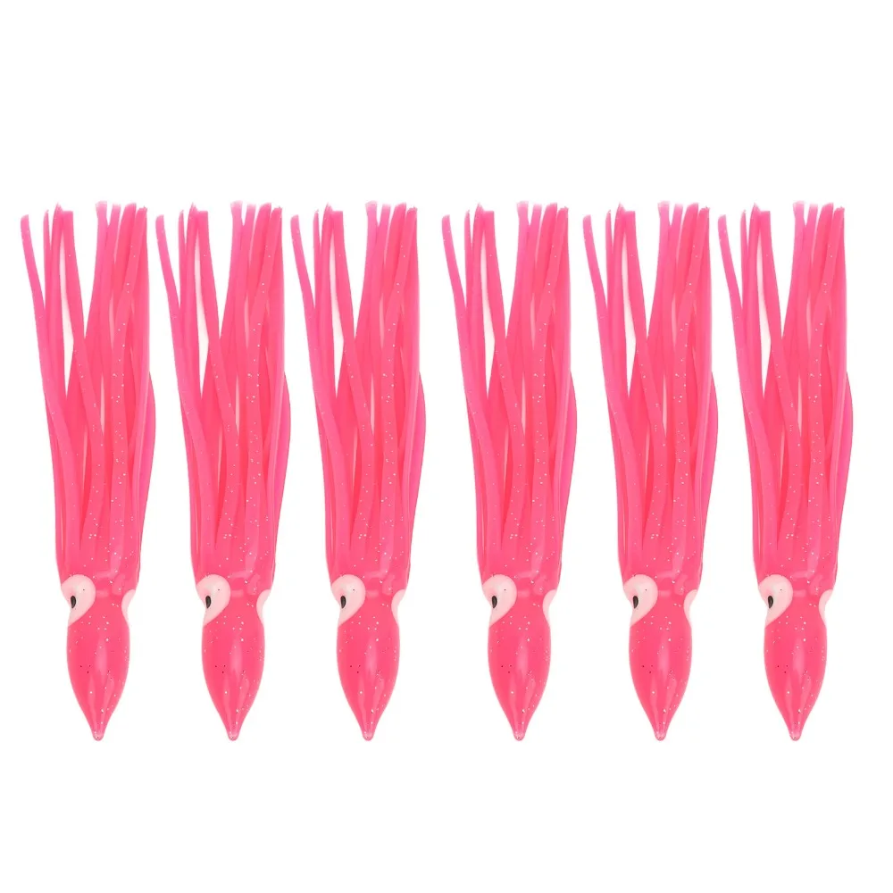 10PCS Durable PVC Squid Skirts Lures Lifelike Eyes 14/16/18cm Octopus Lures Pink Soft Trolling Baits Freshwater Fishing view 2