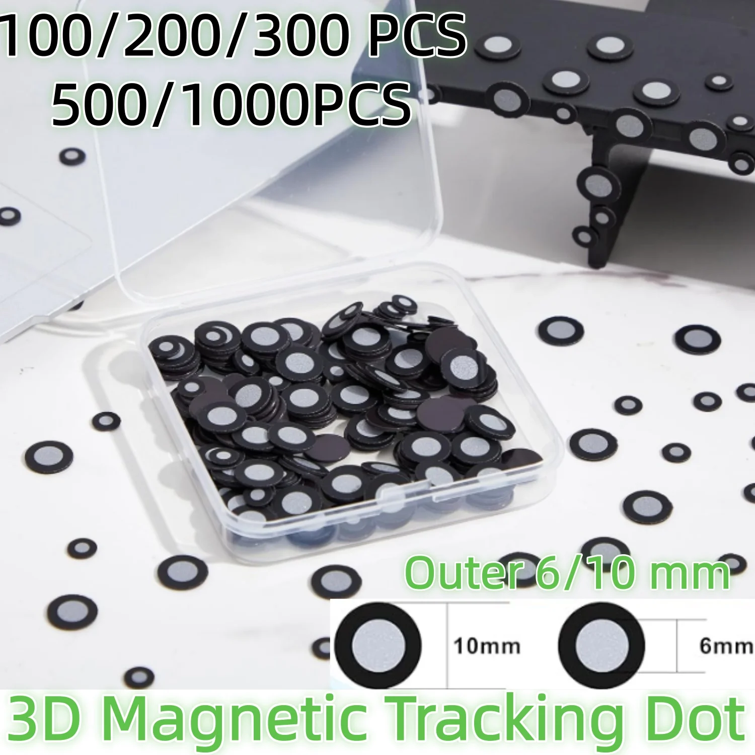 100-1000pcs Magnetic High Reflective Marking Points for Handheld Laser 3D Scanner Target Positioning Points Inner6.0mm Outer10mm