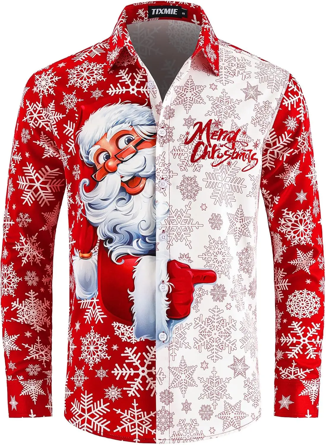 

Fashion Christmas Shirts Gifits For Men Creative Splice Color Print Long Sleeves Party Shirt Autumn Winter Casual Button-up Tops